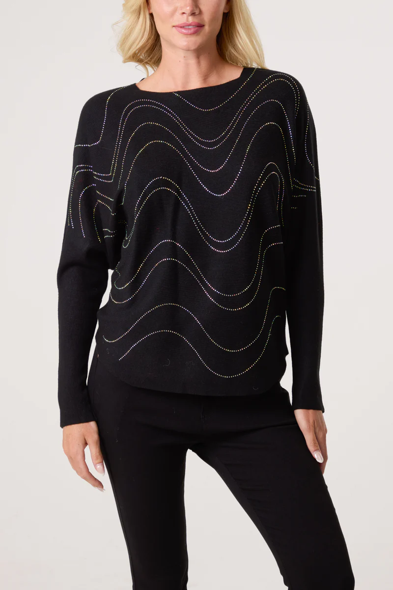 Karin Embellished swirl fine knit jumper - Image 5