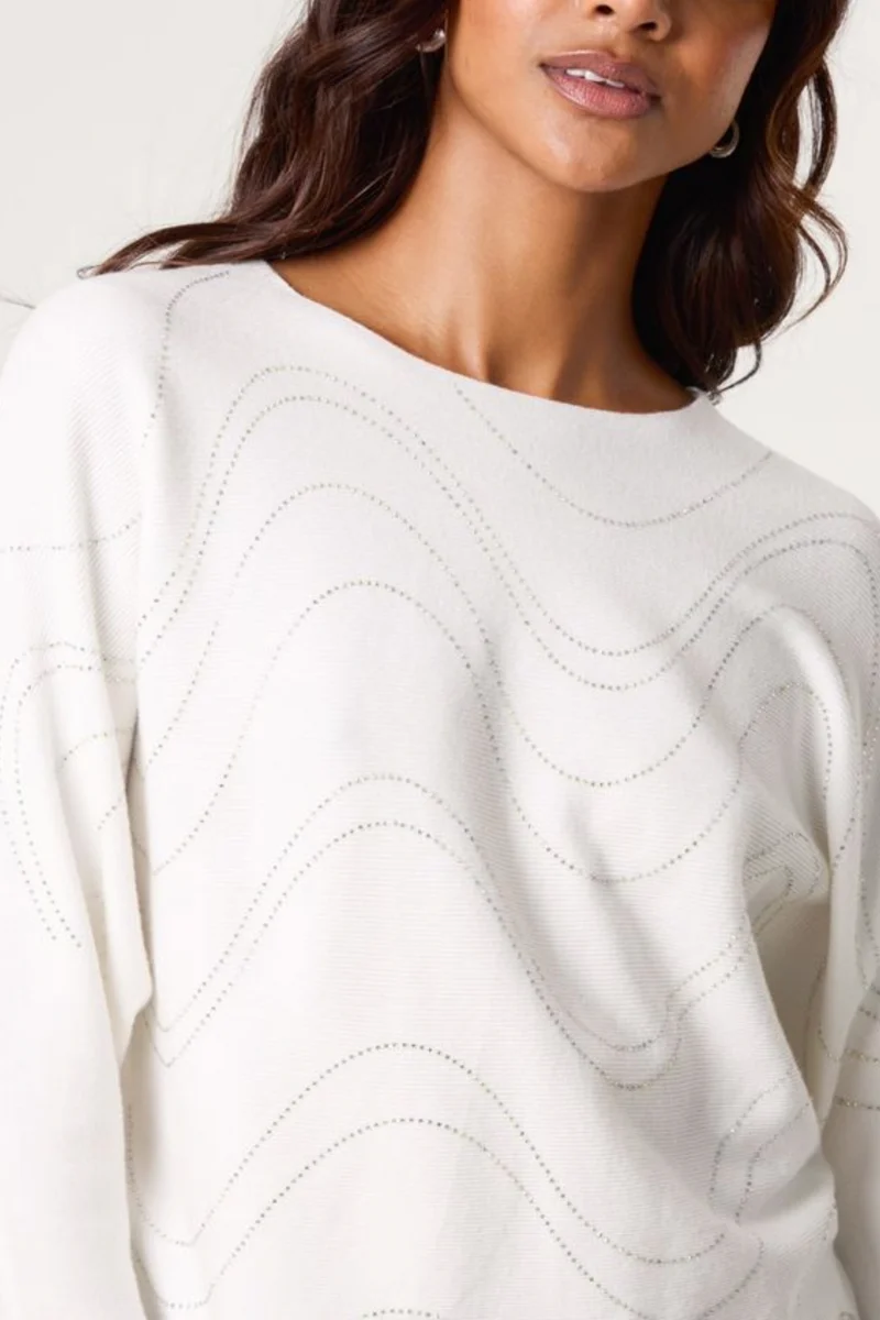 Karin Embellished swirl fine knit jumper - Image 3