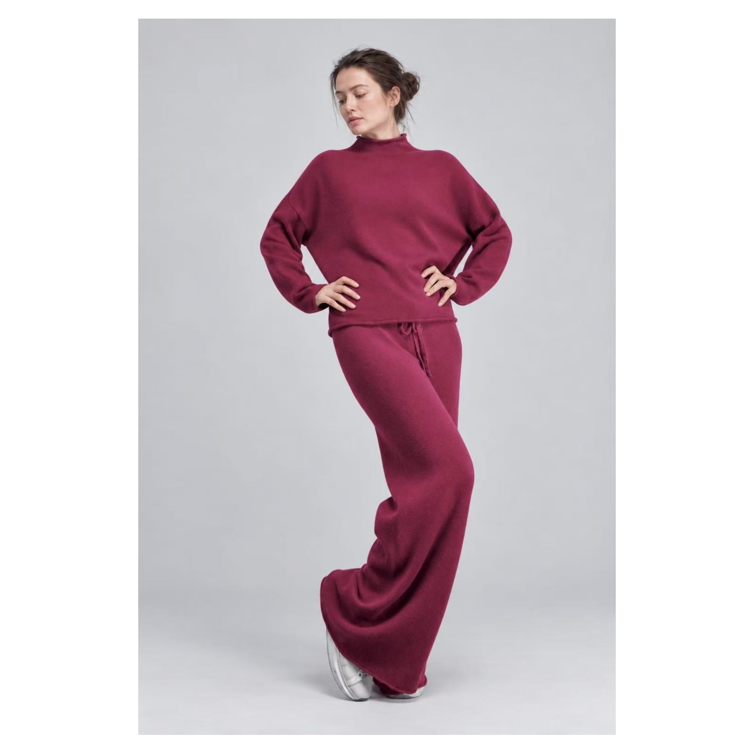 Knitted Wide Leg Trousers - Image 2